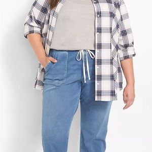 Lane Bryant Denim Joggers Stretch Signature Fit Boyfriend Mid Rise Size 18